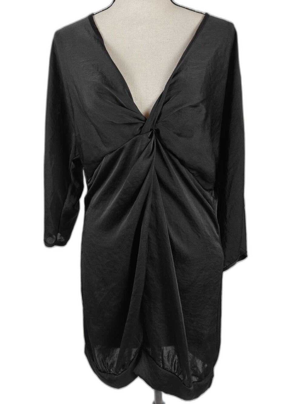 Women’s Renee C Twist Front Draped Tunic Top Black Size Medium